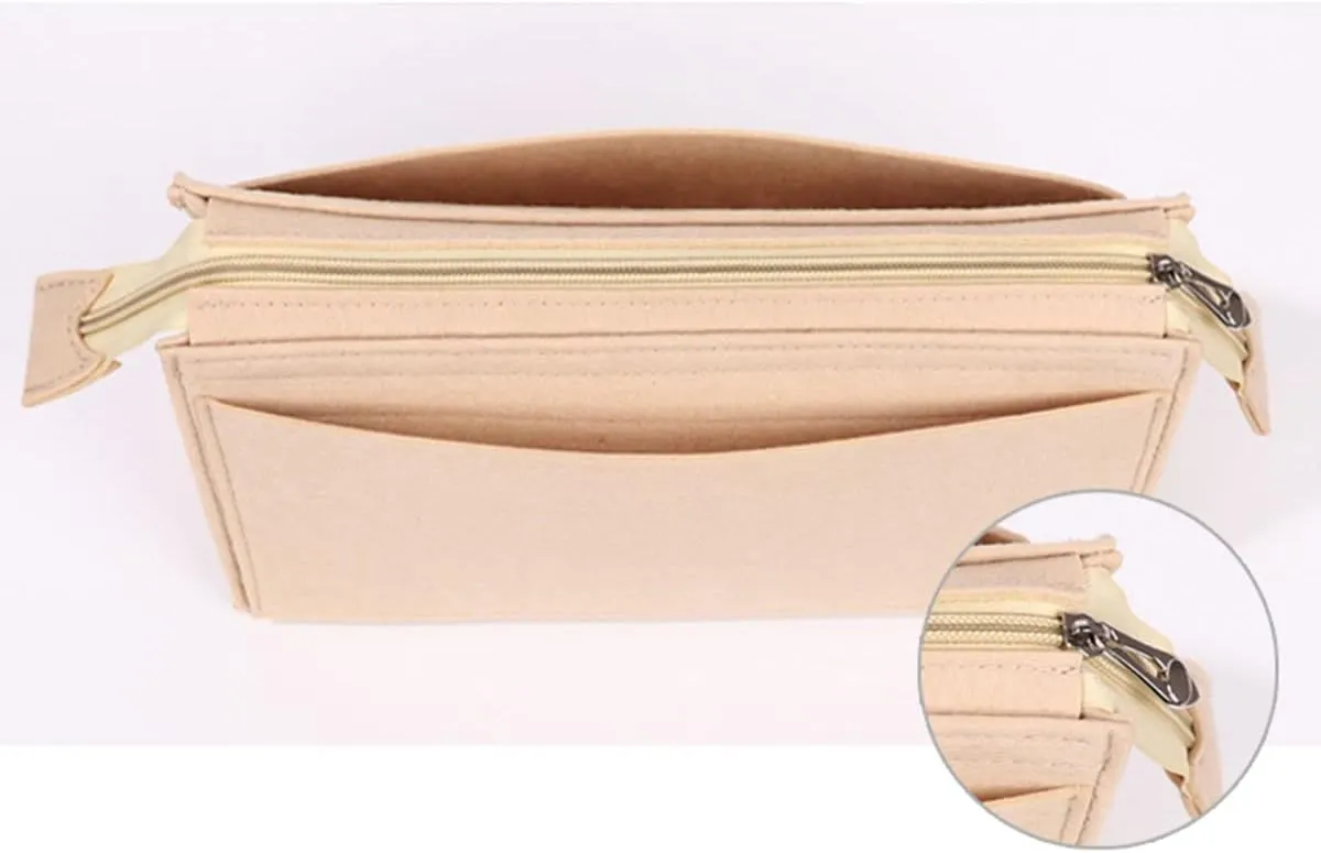 Lckaey Purse Organizer Insert for padlock series small and medium storage bag cosmetic bag lining2024beige-S