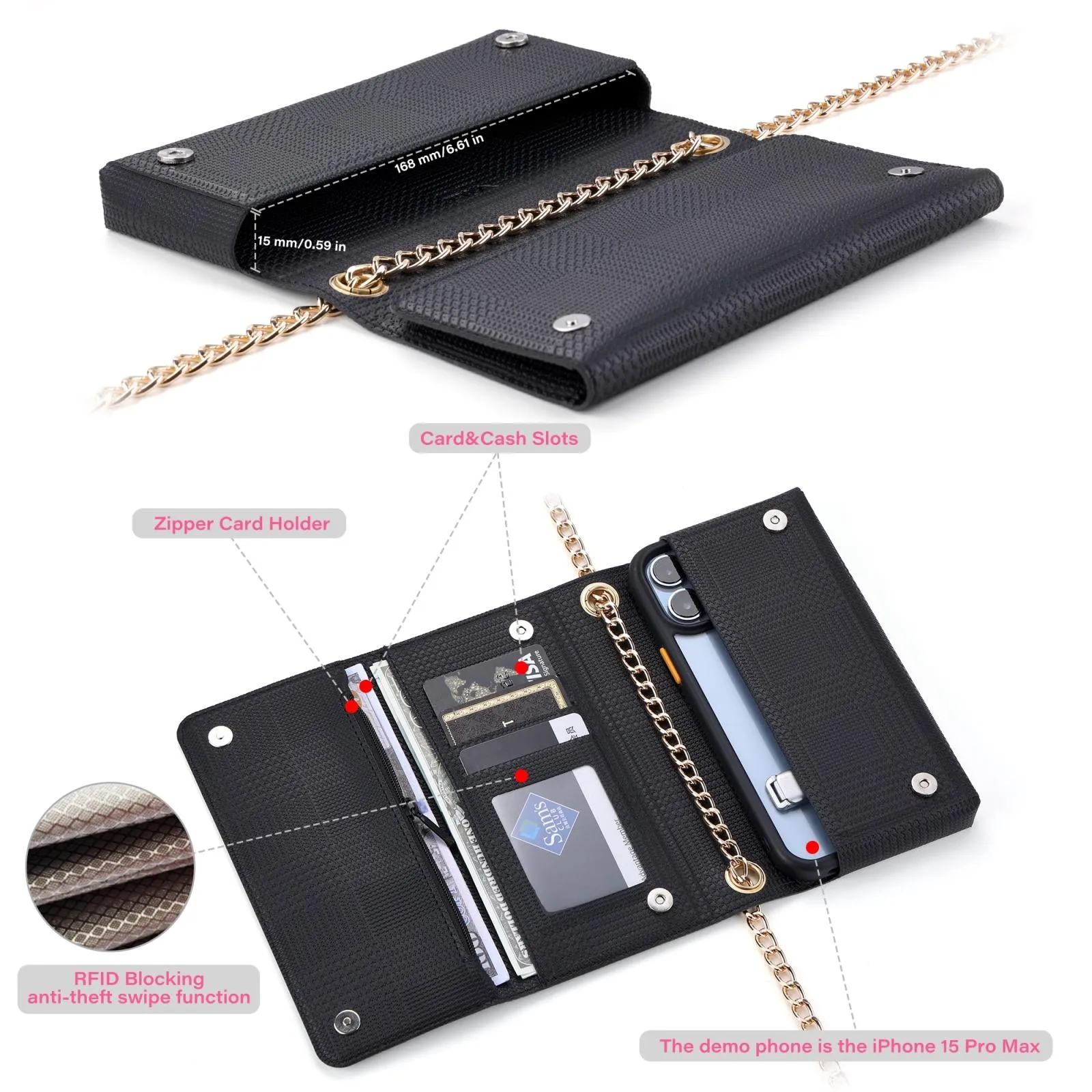 Leather Crossbody Bag With Rfid Protection 20 X 10 X 3.5Cm