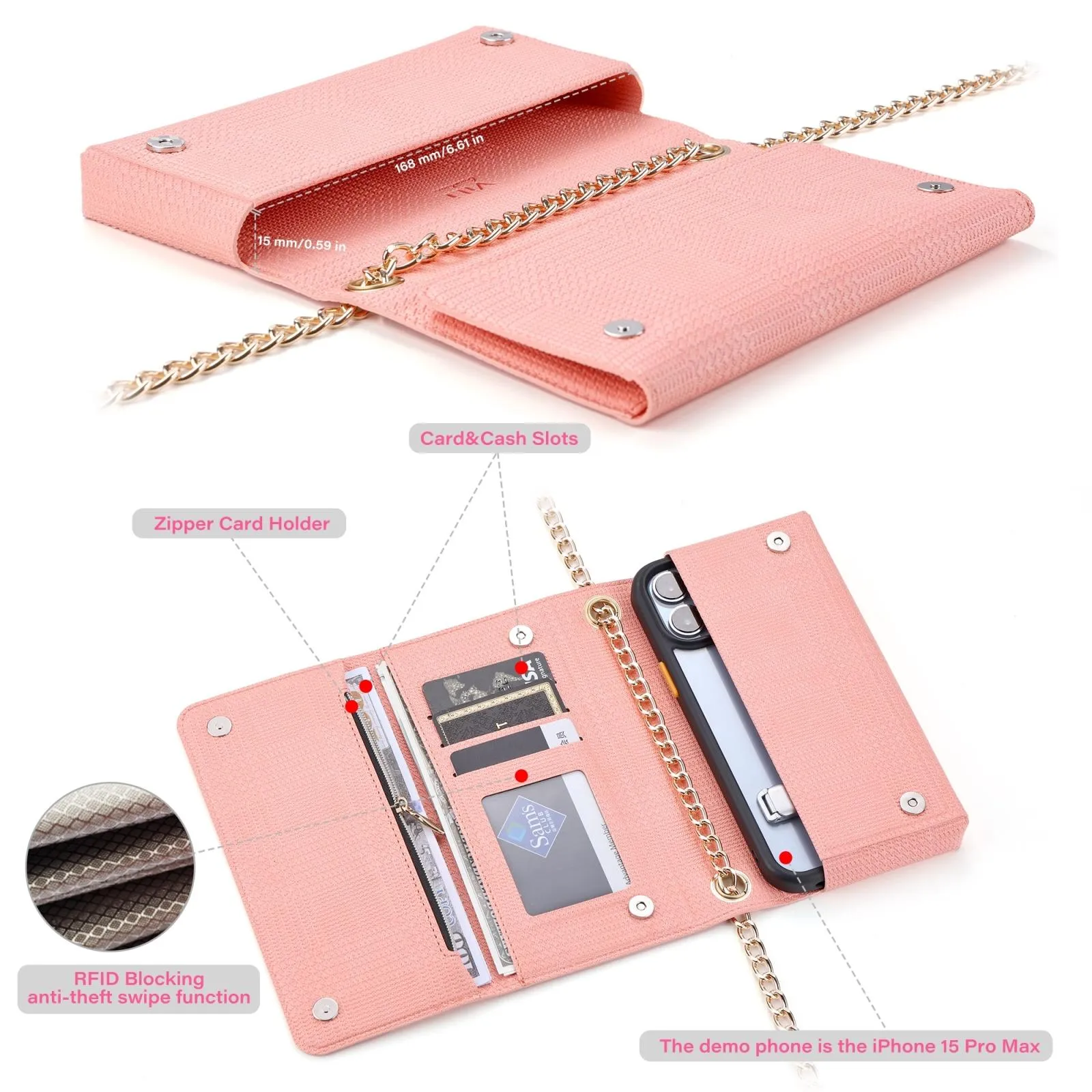 Leather Crossbody Bag With Rfid Protection 20 X 10 X 3.5Cm