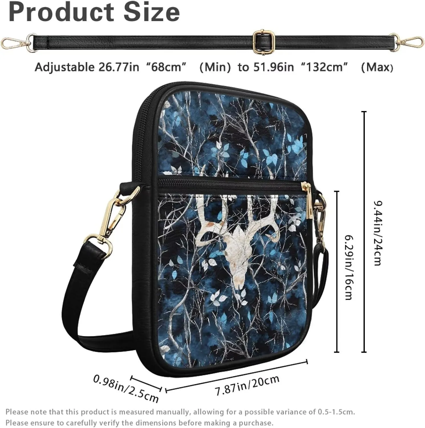 Leather Messenger Bag for Women Crossbody Cell Phone Purse Small Shoulder Pouch for Outdoor 9.5 inch
