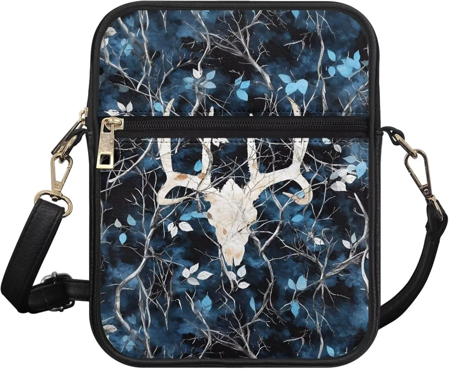 Leather Messenger Bag for Women Crossbody Cell Phone Purse Small Shoulder Pouch for Outdoor 9.5 inch