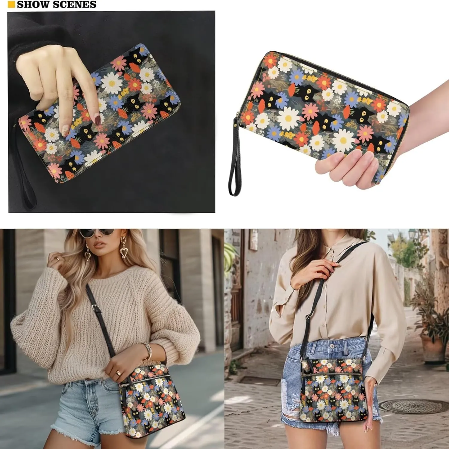 Leather Purses 2Pcs, Fashion Shoulder Bag with Belt Wallet Set of 2 Lightweight & Portable for Independence Day