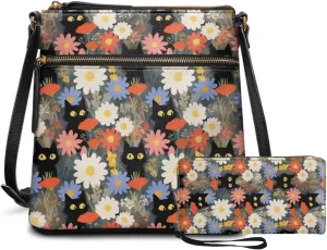 Leather Purses 2Pcs, Fashion Shoulder Bag with Belt Wallet Set of 2 Lightweight & Portable for Independence Day