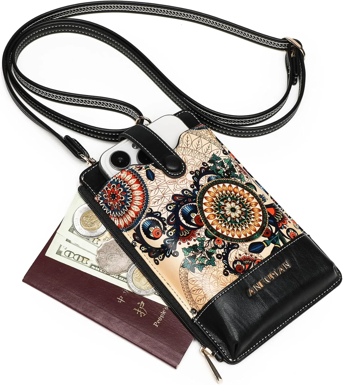Leather Small Crossbody Bags for Women Designer Cell Phone Bag Wallet Purses Adjustable Strap