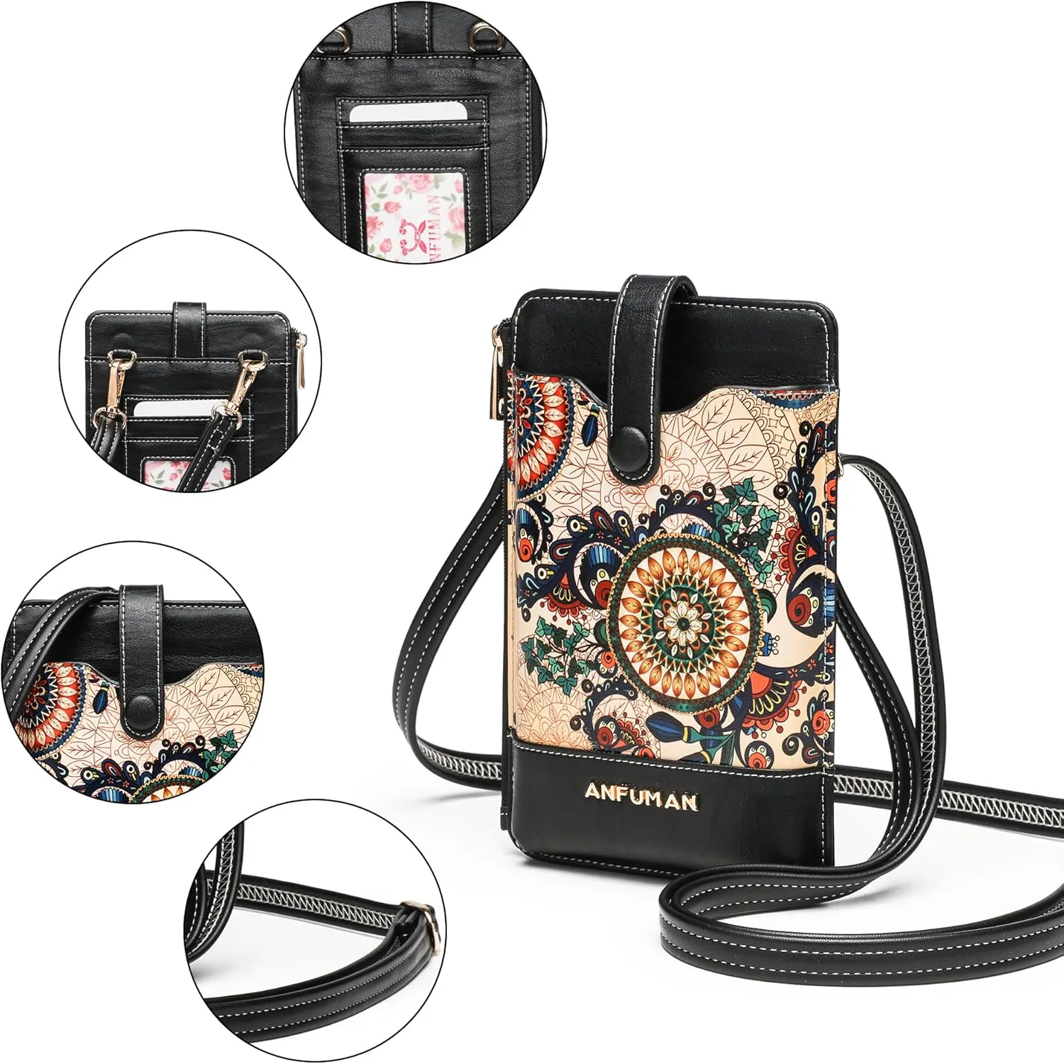 Leather Small Crossbody Bags for Women Designer Cell Phone Bag Wallet Purses Adjustable Strap
