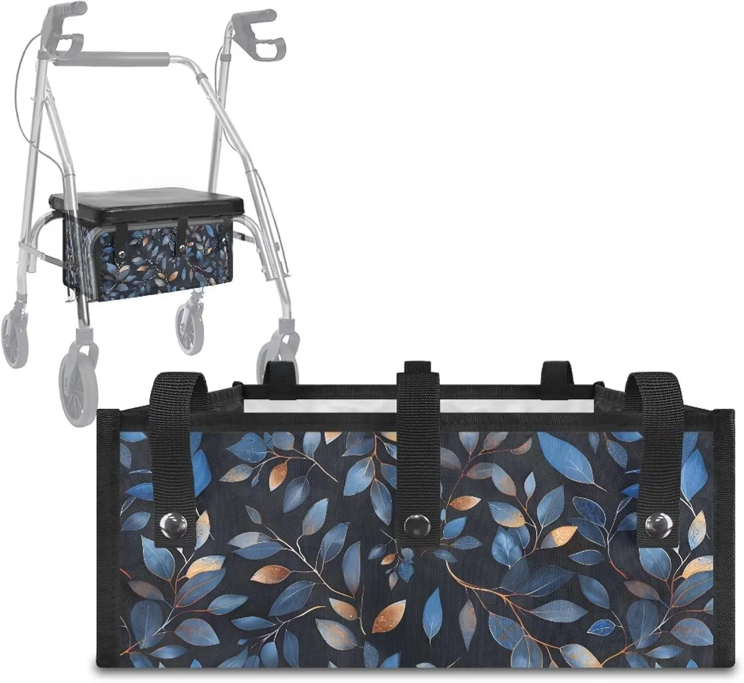 Leaves Basket for Walkers Seniors Detachable Bag with Big Capacity Walker Accessories Walker Rollator for Senior Elderly Travel Gifts