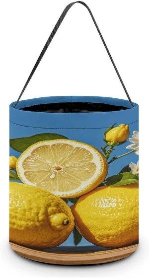 Lemon And Flower Halloween Tote Candy Bag Candy Basket Candy Bucket Gift Bag for Halloween Party