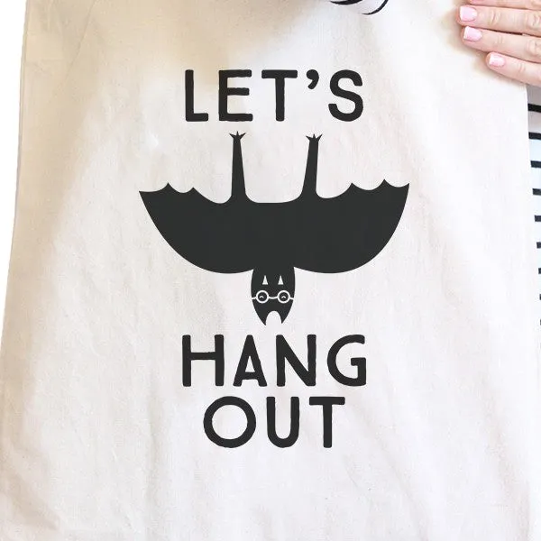 Let's Hang Out Bat Natural Canvas Bags