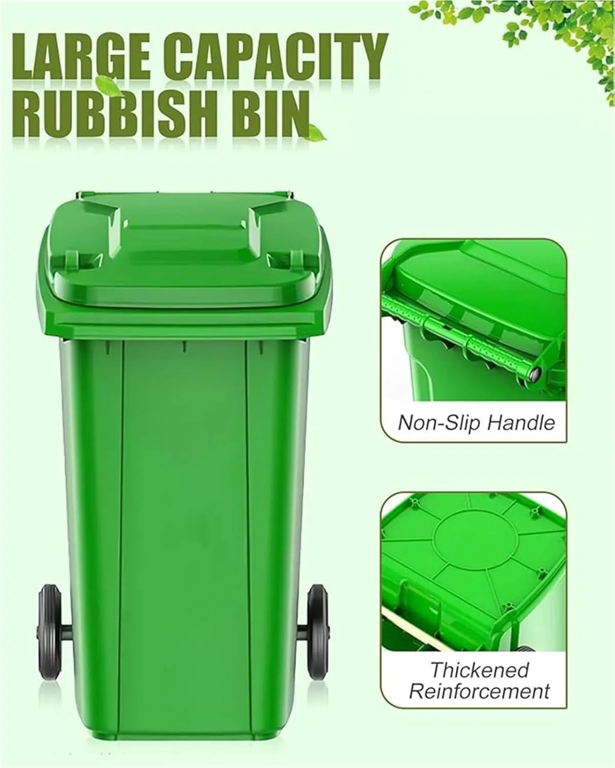 LICOME Outdoor Garbage Can Wheeled Trash Can with Lid,100-Pcs Garbage Bag,Large Garage Trash Can(Yellow,100L)