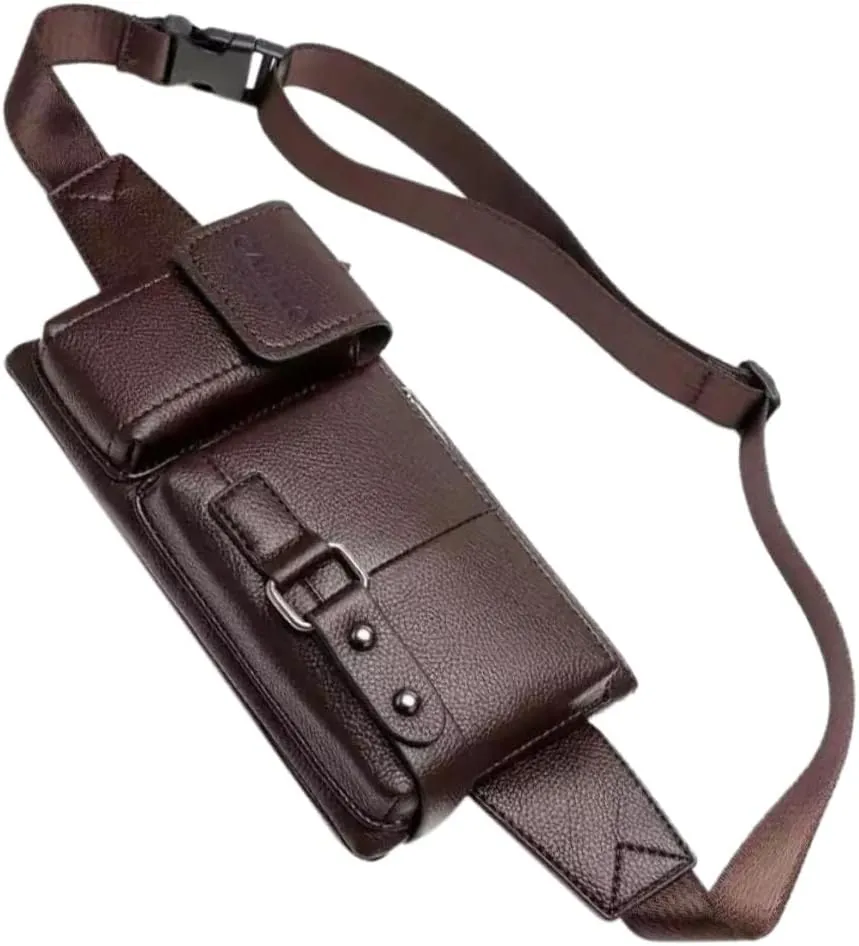 LIFKOME Outdoor PU Fanny Pack Durable Waist Bag for Running Travel Sports Multi Functional Phone Bag for Everyday Use Outdoor Adventures