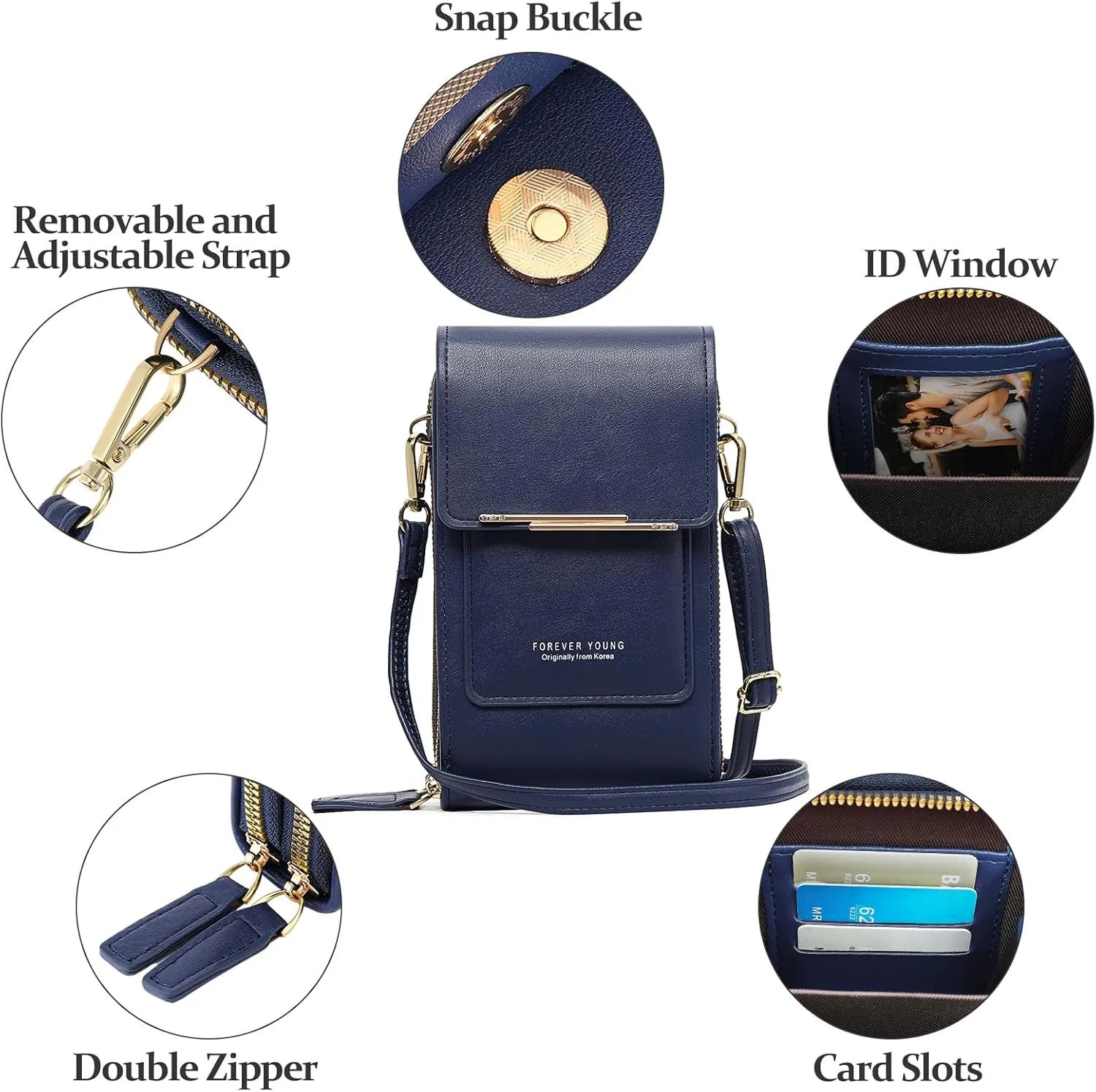 Lightweight Small Crossbody Bags for Women Vegan Leather Cell Phone Purses with Adjustable Strap and Card Slots