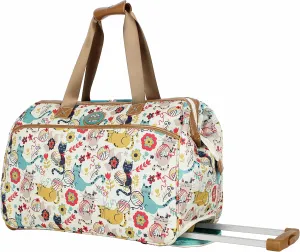 Lily Bloom Pattern 22 Inch Duffel Bag with 2-Rolling Wheels, Weekender Overnight Travel Lightweight Carry-On Suitcase For Women