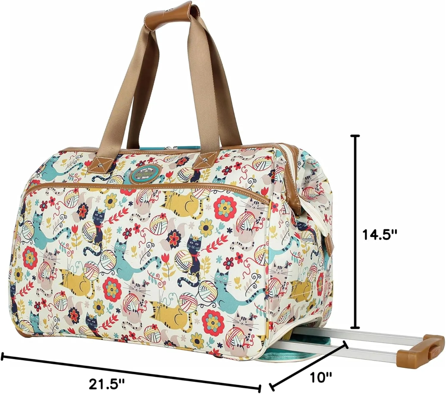Lily Bloom Pattern 22 Inch Duffel Bag with 2-Rolling Wheels, Weekender Overnight Travel Lightweight Carry-On Suitcase For Women