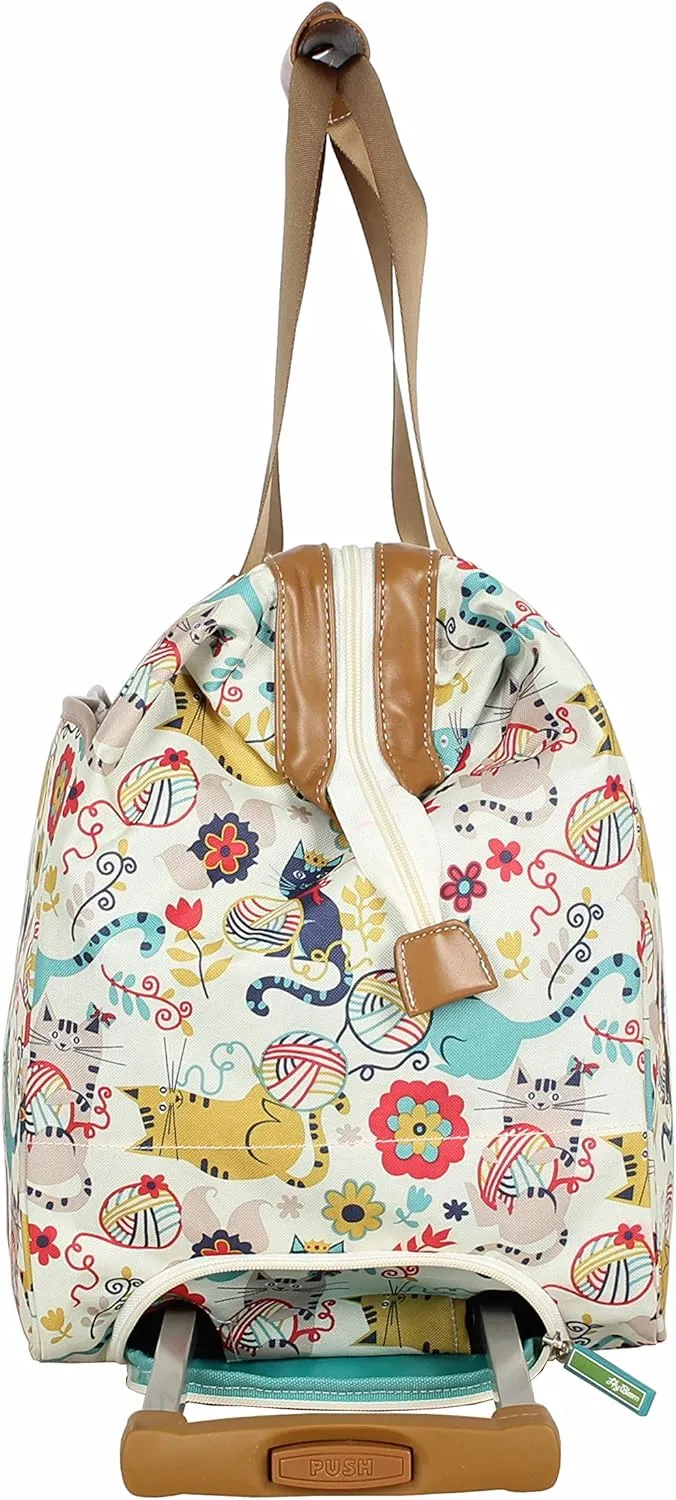 Lily Bloom Pattern 22 Inch Duffel Bag with 2-Rolling Wheels, Weekender Overnight Travel Lightweight Carry-On Suitcase For Women