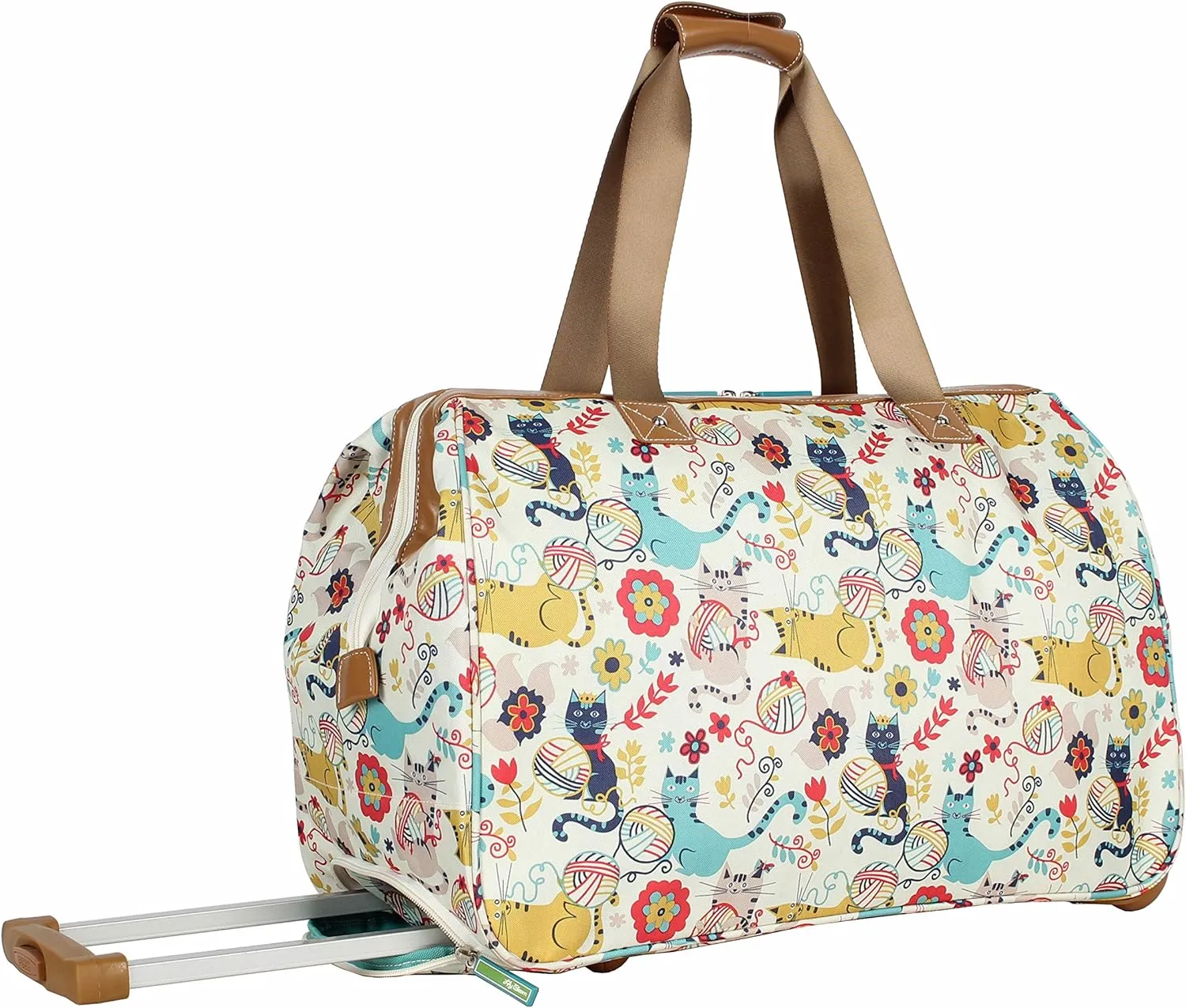 Lily Bloom Pattern 22 Inch Duffel Bag with 2-Rolling Wheels, Weekender Overnight Travel Lightweight Carry-On Suitcase For Women