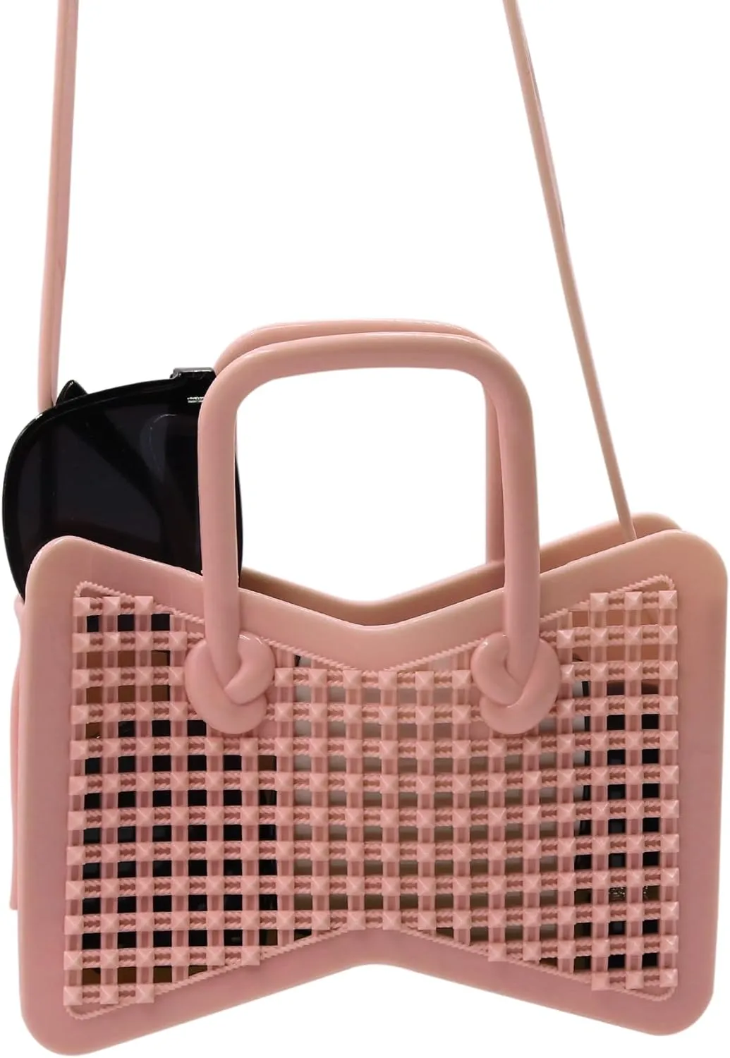 Little Girls Candy Color Handbag Mini Pink Jelly Purse Jelly Shoulder Bag Crossbody Purse Chain Strap(Mini Size)