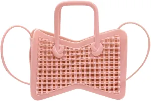 Little Girls Candy Color Handbag Mini Pink Jelly Purse Jelly Shoulder Bag Crossbody Purse Chain Strap(Mini Size)