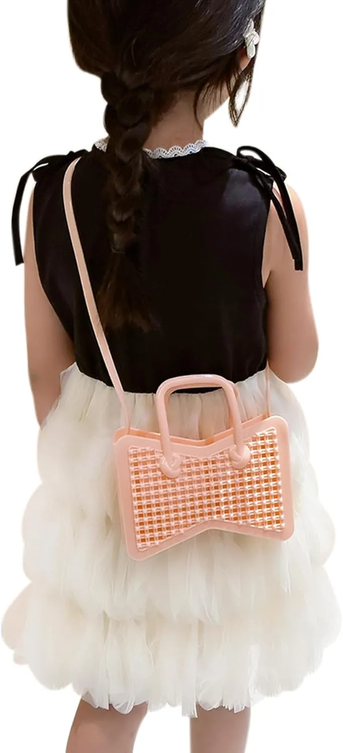Little Girls Candy Color Handbag Mini Pink Jelly Purse Jelly Shoulder Bag Crossbody Purse Chain Strap(Mini Size)