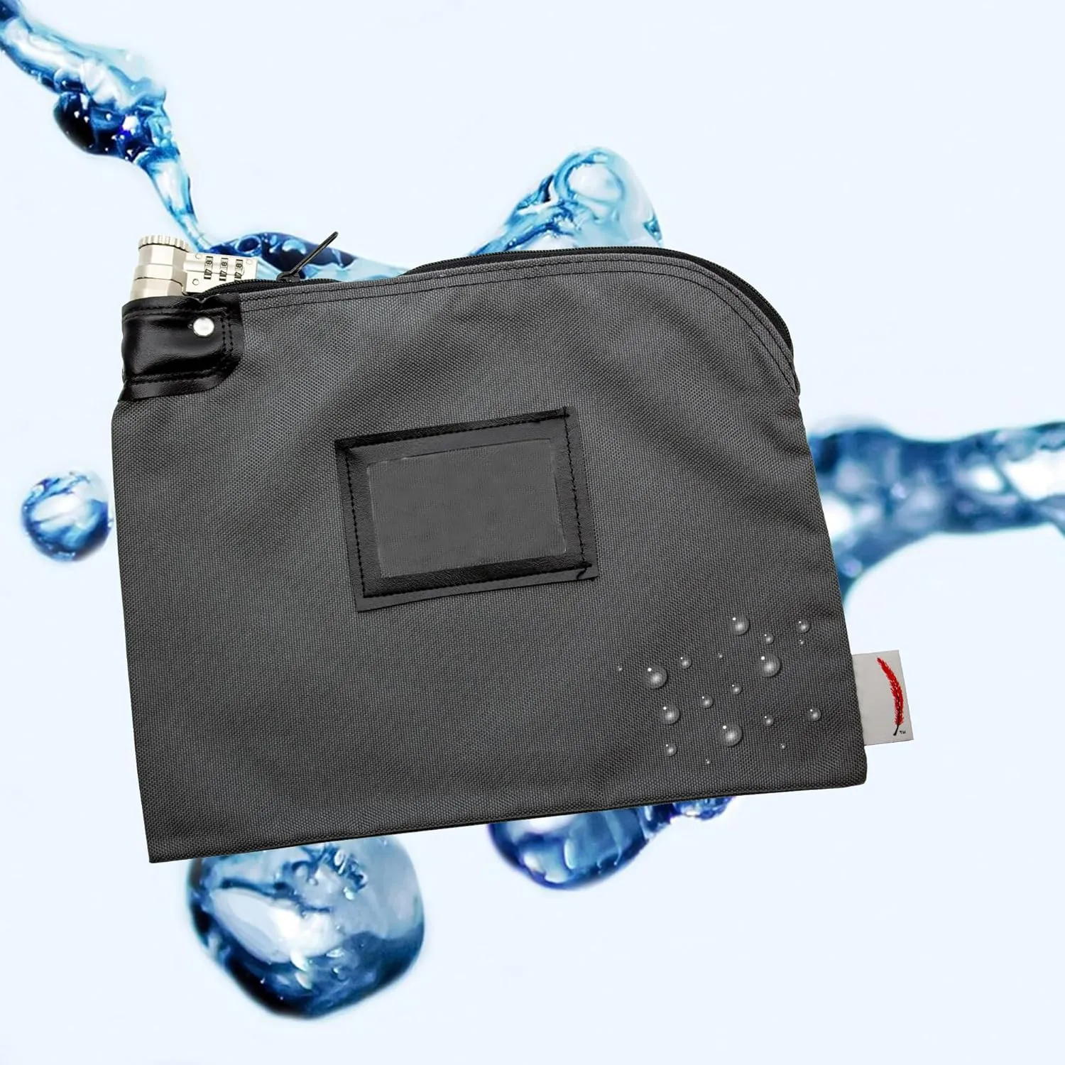 Locking Bank Bag, Water Repellent Denier Nylon, 9 x 12 Inch (Gray)