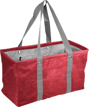 Logo Brands Plain Red Crosshatch Picnic Caddy – Multipurpose Oversized Tote with Reinforced Handles, and Interior Pocket