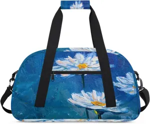 Lotus Gym Duffel Bag for Men Women Oil Painting Sports Tote Bag with Adjustable Shoulder Strap for Dance Gymnastics Traveling Outdoor Camping Overnight Stay
