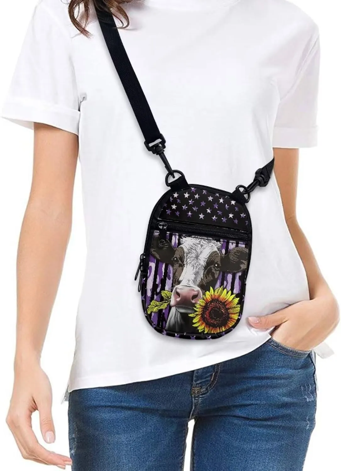 Lotusorchid Sling Cell Phone Purse, Crossbody Mini Wallet Purse Shoulder Handbag with Adjustable Straps