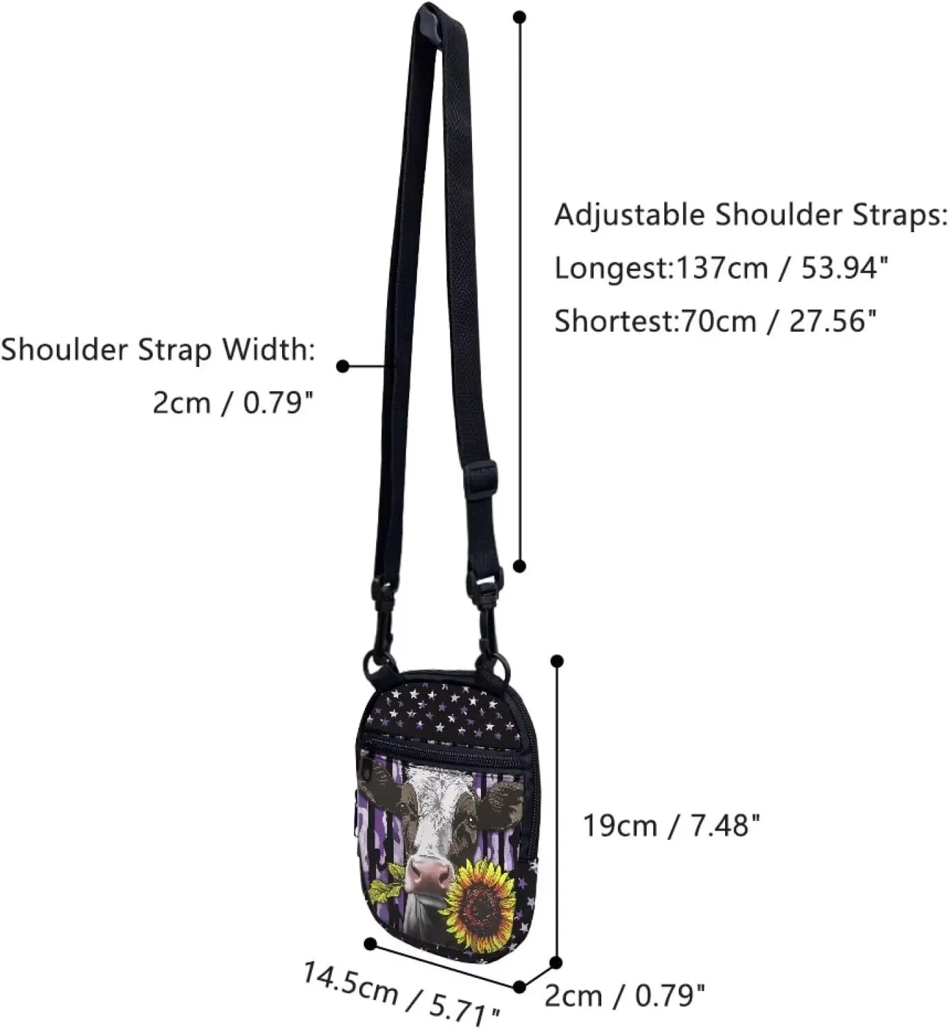 Lotusorchid Sling Cell Phone Purse, Crossbody Mini Wallet Purse Shoulder Handbag with Adjustable Straps