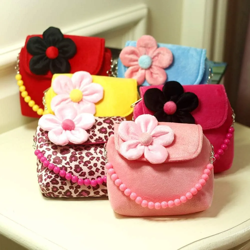 Lovely Baby Girls Mini Messenger Bag, Soft Material Shoulder Handbag for Kids, 5 Colors Available, Great Choice for Childrens, Includes Beads Belt and Messenger Strap (hot pink)