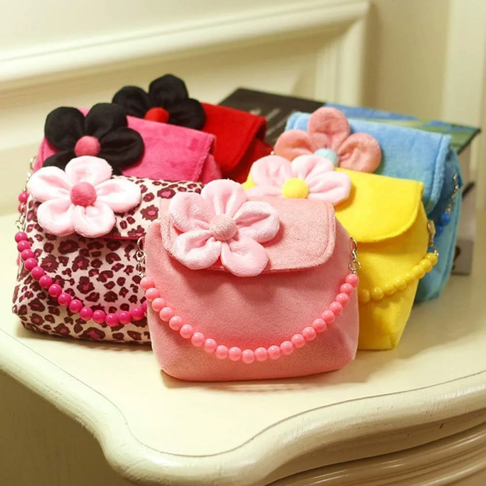 Lovely Baby Girls Mini Messenger Bag, Soft Material Shoulder Handbag for Kids, 5 Colors Available, Great Choice for Childrens, Includes Beads Belt and Messenger Strap (yellow)