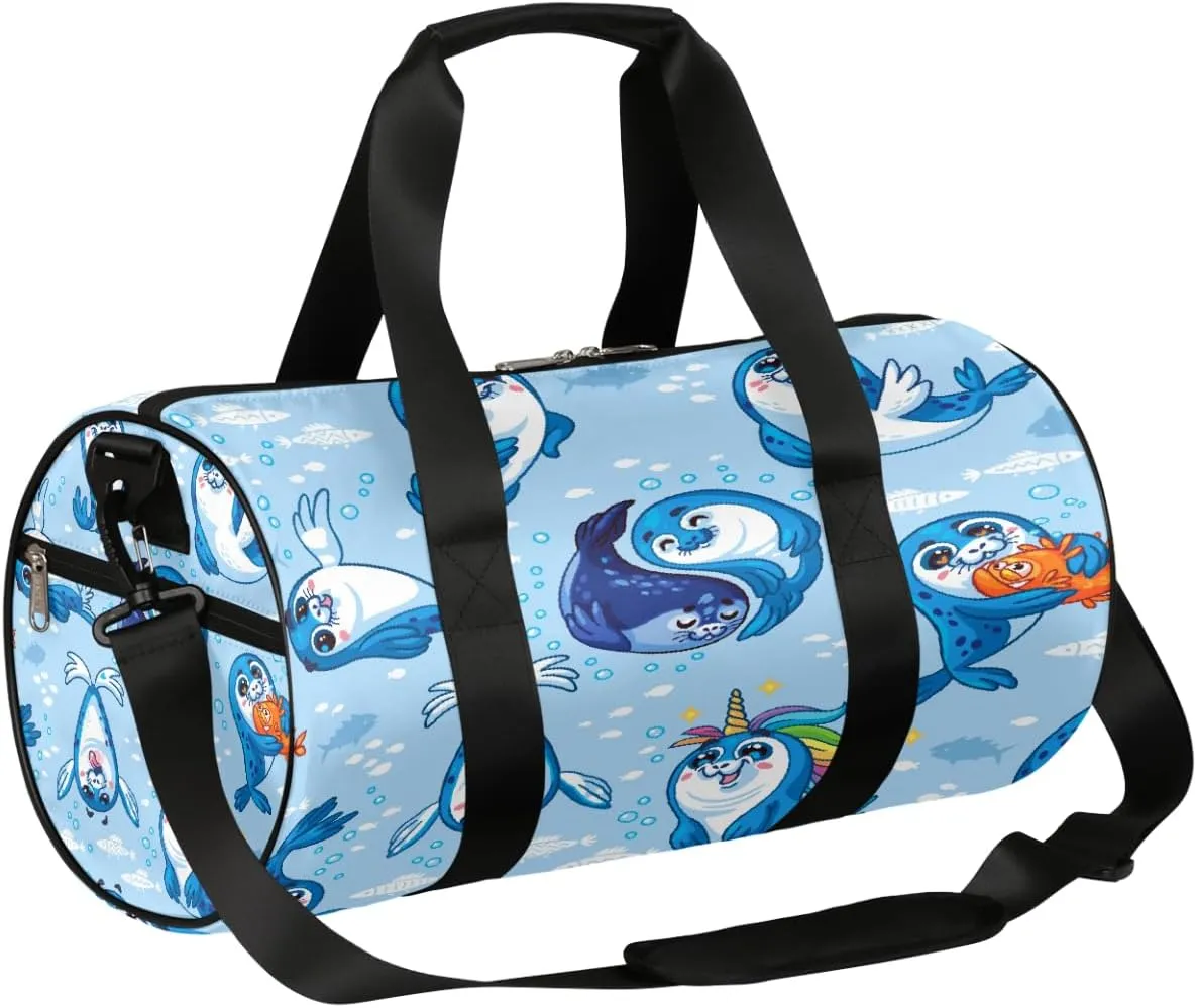 Lovely Seal Sports Gym Bag Duffel Bags Workout Lightweight Shoulder Weekender Bag Travel Duffel Bag for Men Women(Sea Animal)