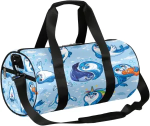 Lovely Seal Sports Gym Bag Duffel Bags Workout Lightweight Shoulder Weekender Bag Travel Duffel Bag for Men Women(Sea Animal)