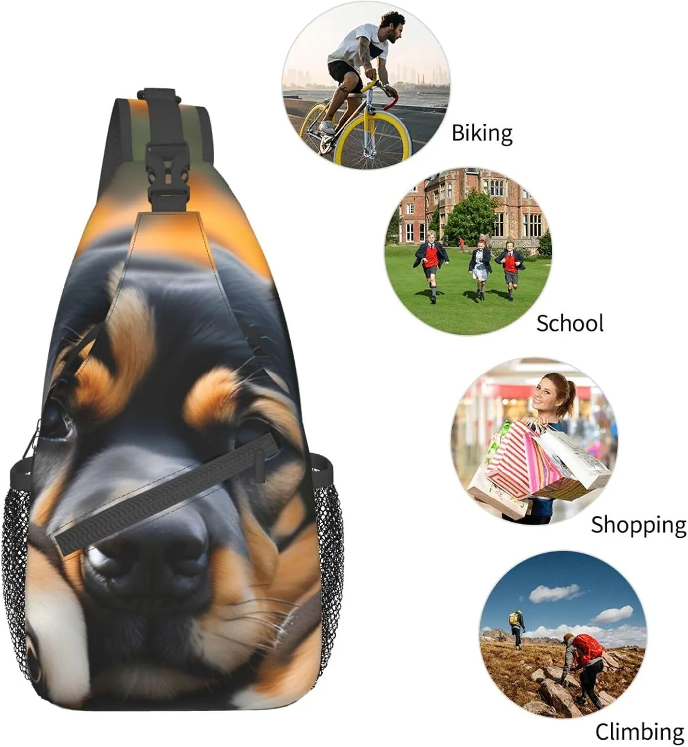 Lover Dog Paw Unisex Casual Diagonal Chest Bag,Multipurpose Crossbody Shoulder Bag Travel Hiking Daypack