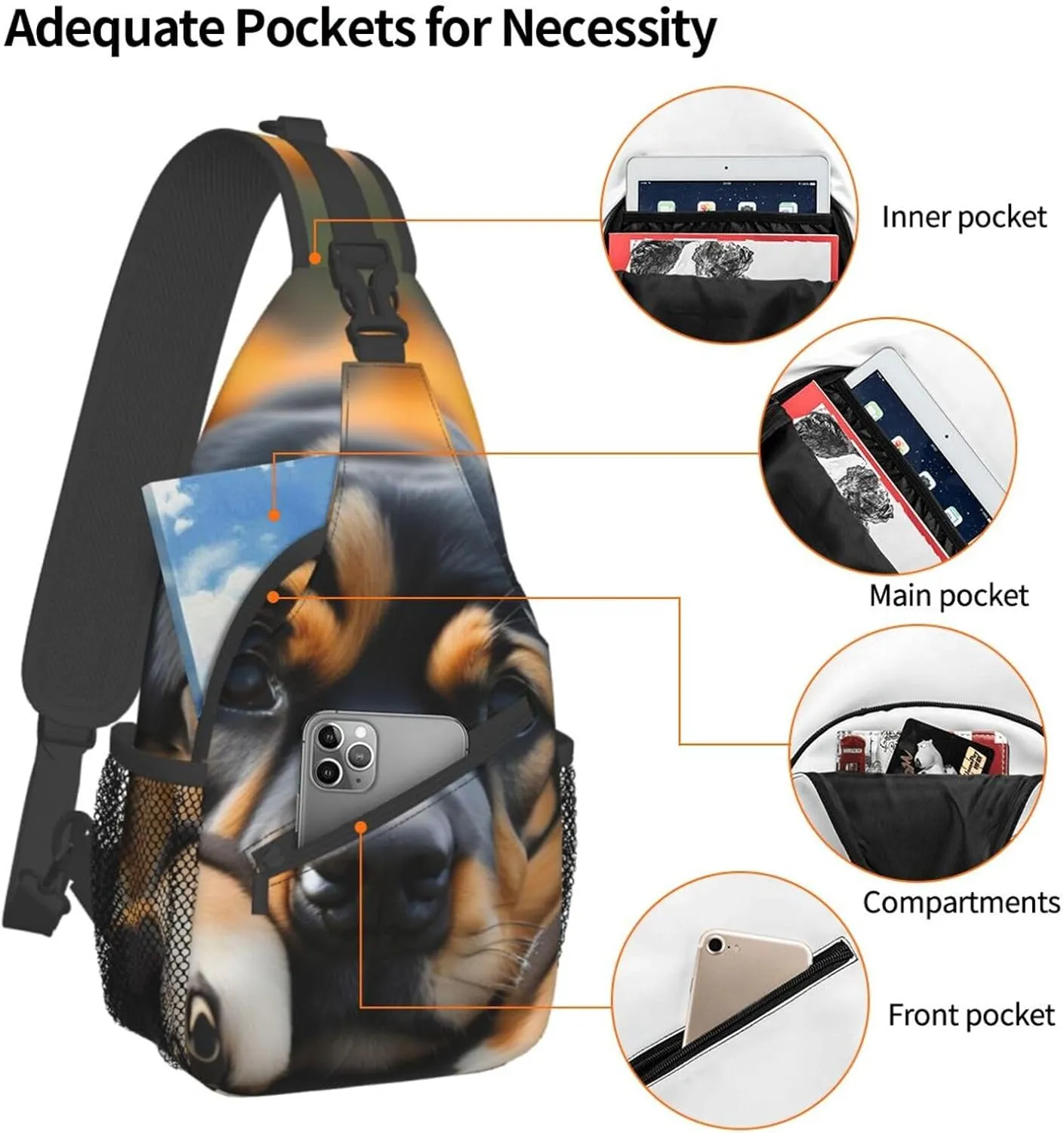 Lover Dog Paw Unisex Casual Diagonal Chest Bag,Multipurpose Crossbody Shoulder Bag Travel Hiking Daypack