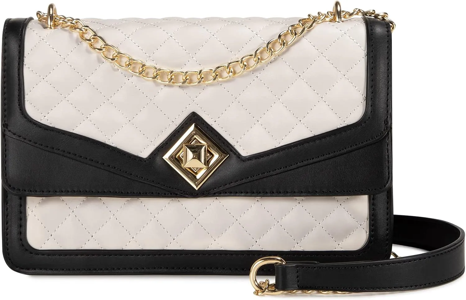 LOVEVOOK Crossbody Bags for Women Leather Quilted Shoulder Bag with Chain Strap Trendy Clutch Satchel Ladies Evening Bag