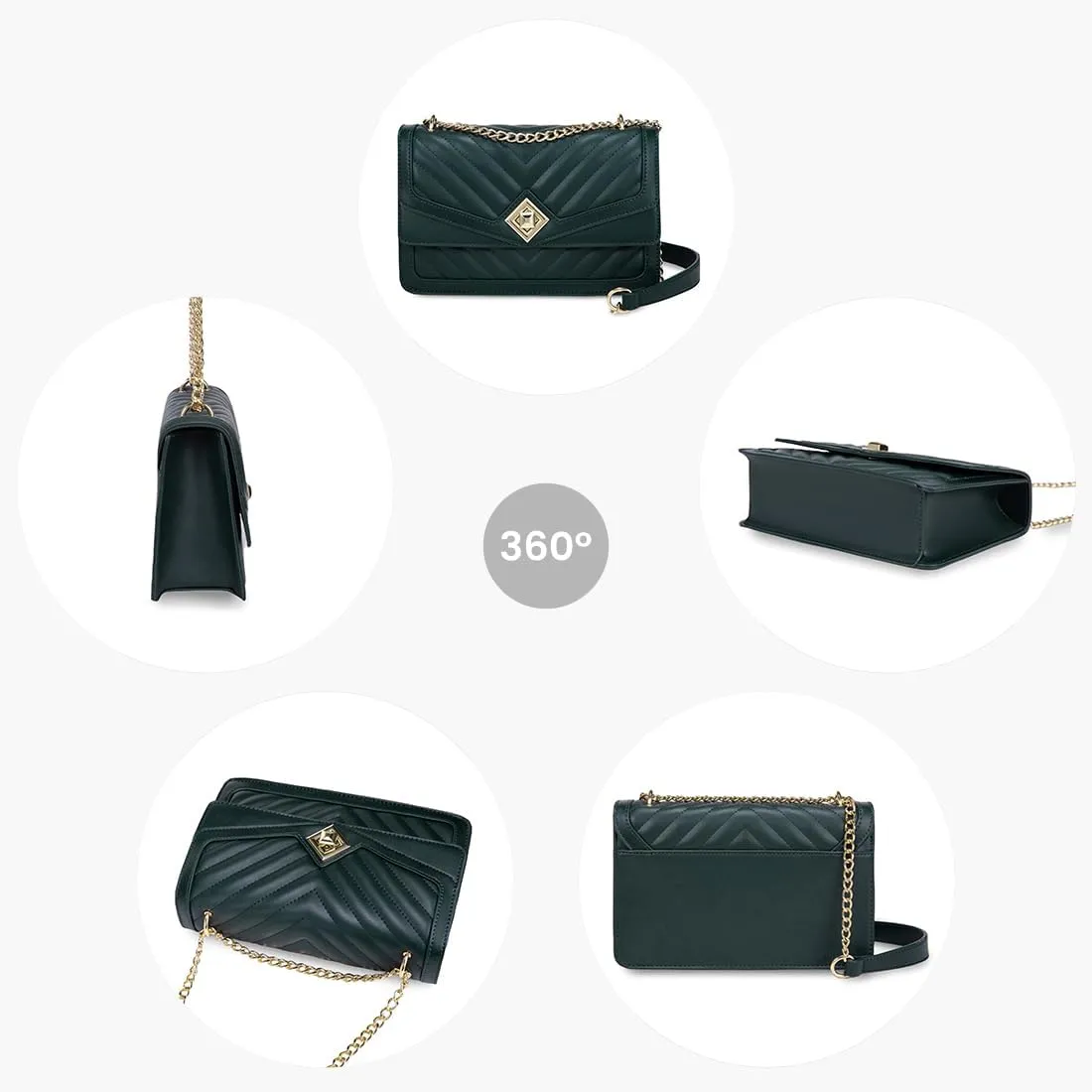 LOVEVOOK Crossbody Bags for Women Leather Quilted Shoulder Bag with Chain Strap Trendy Clutch Satchel Ladies Evening Bag