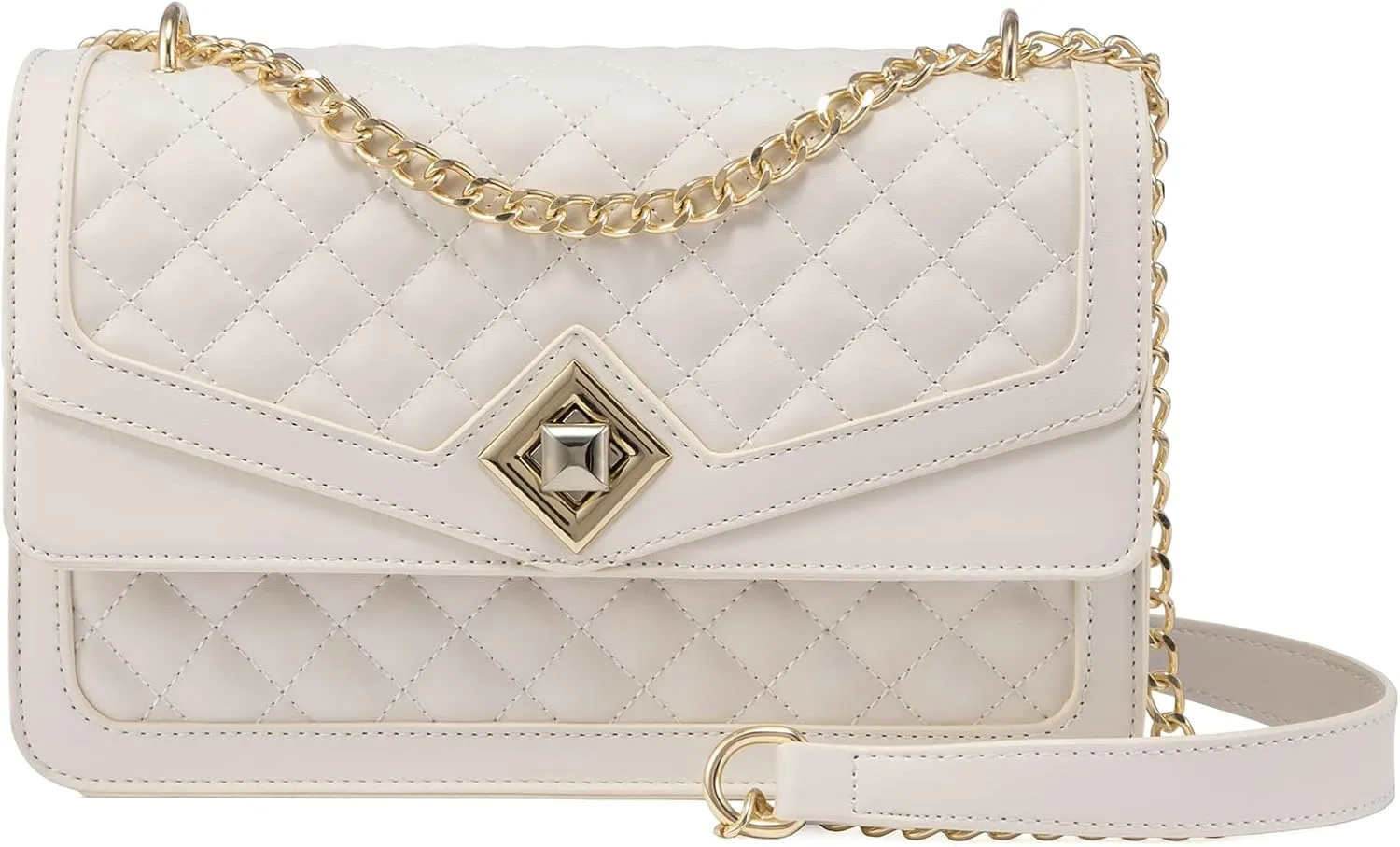 LOVEVOOK Crossbody Bags for Women Leather Quilted Shoulder Bag with Chain Strap Trendy Clutch Satchel Ladies Evening Bag