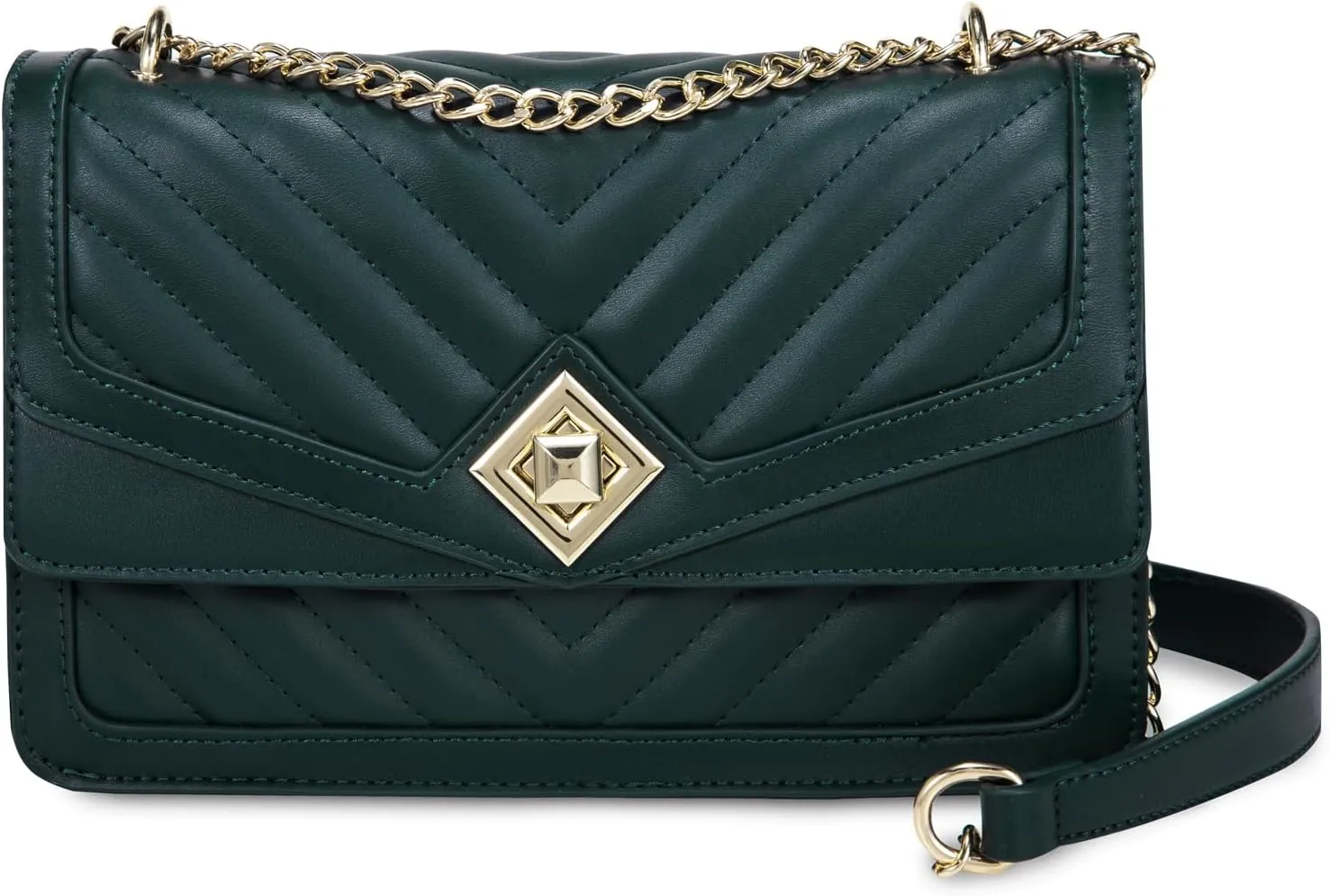 LOVEVOOK Crossbody Bags for Women Leather Quilted Shoulder Bag with Chain Strap Trendy Clutch Satchel Ladies Evening Bag
