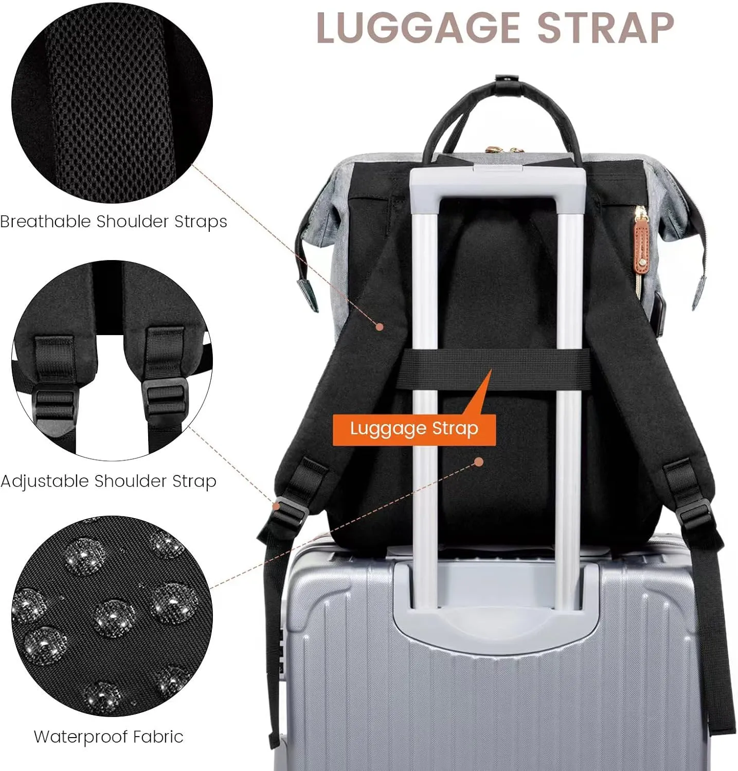 LOVEVOOK Laptop Backpack for Women, 18 Inch Work Business Backpacks Purse, Large Capacity Educators Doctor Nurse Bag Backbag, Waterproof Casual Daypack for Travel