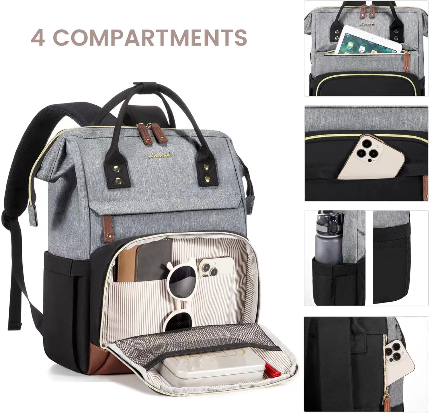 LOVEVOOK Laptop Backpack for Women, 18 Inch Work Business Backpacks Purse, Large Capacity Educators Doctor Nurse Bag Backbag, Waterproof Casual Daypack for Travel