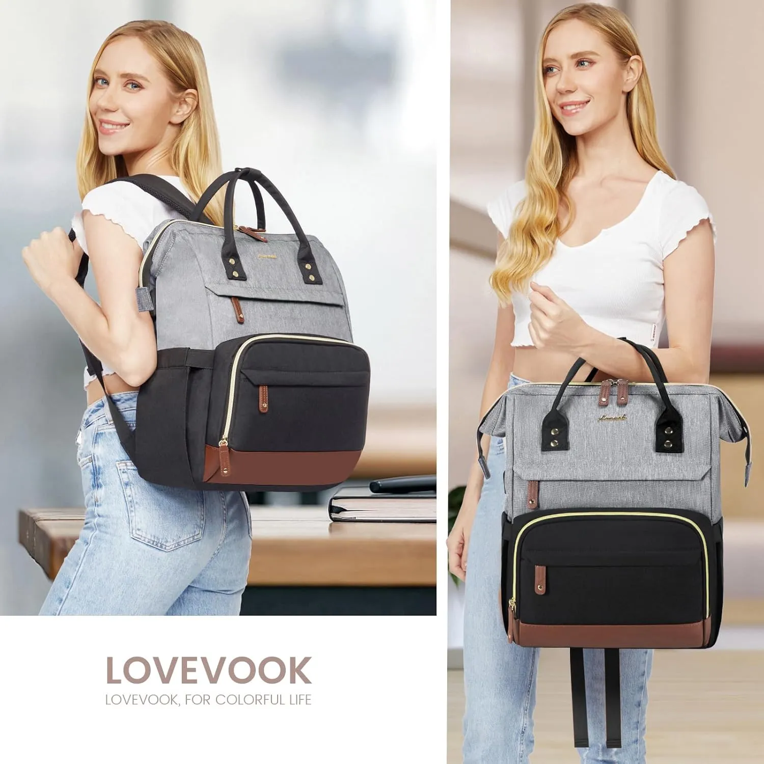 LOVEVOOK Laptop Backpack for Women, 18 Inch Work Business Backpacks Purse, Large Capacity Educators Doctor Nurse Bag Backbag, Waterproof Casual Daypack for Travel