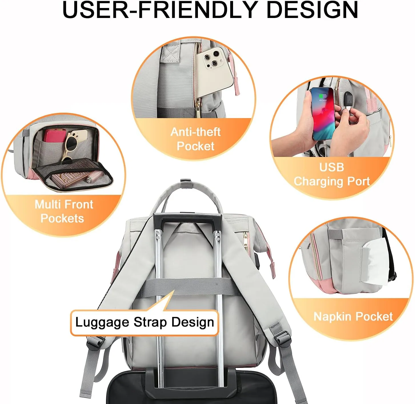 LOVEVOOK Laptop Backpack for Women Purse 15.6 Inch Upgraded Travel Work Backpack Nurse Teacher Bag Large Capacity Computer Backpack with USB Port