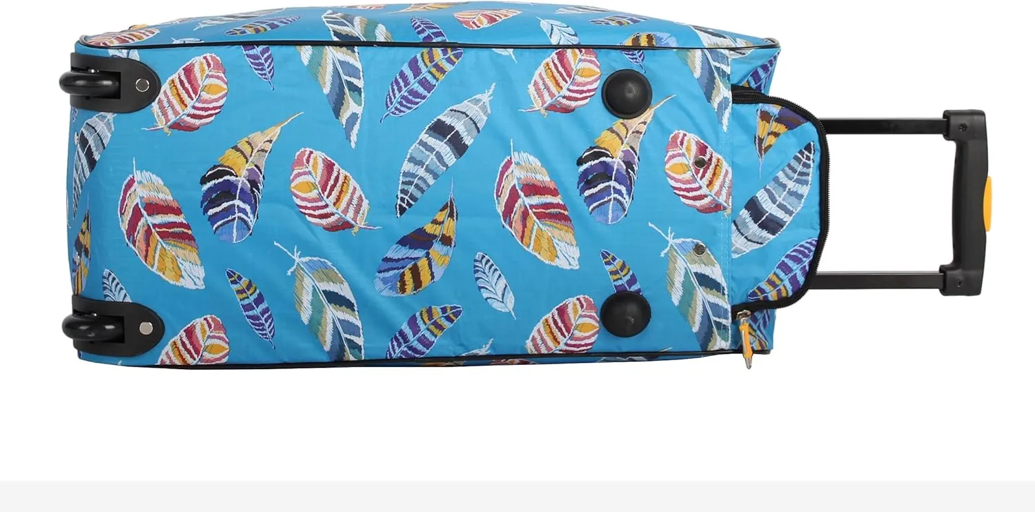 LUCAS Designer Carry On Luggage Collection - Lightweight Pattern 22 Inch Duffel Bag- Weekender Overnight Business Travel Suitcase with 2- Rolling Spinner Wheels (IN FLIGHT TURQUOISE, 22in)