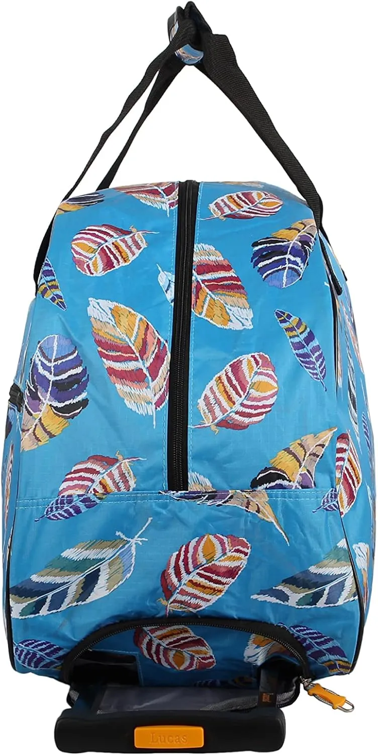 LUCAS Designer Carry On Luggage Collection - Lightweight Pattern 22 Inch Duffel Bag- Weekender Overnight Business Travel Suitcase with 2- Rolling Spinner Wheels (IN FLIGHT TURQUOISE, 22in)
