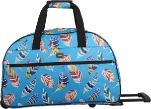 LUCAS Designer Carry On Luggage Collection - Lightweight Pattern 22 Inch Duffel Bag- Weekender Overnight Business Travel Suitcase with 2- Rolling Spinner Wheels (IN FLIGHT TURQUOISE, 22in)