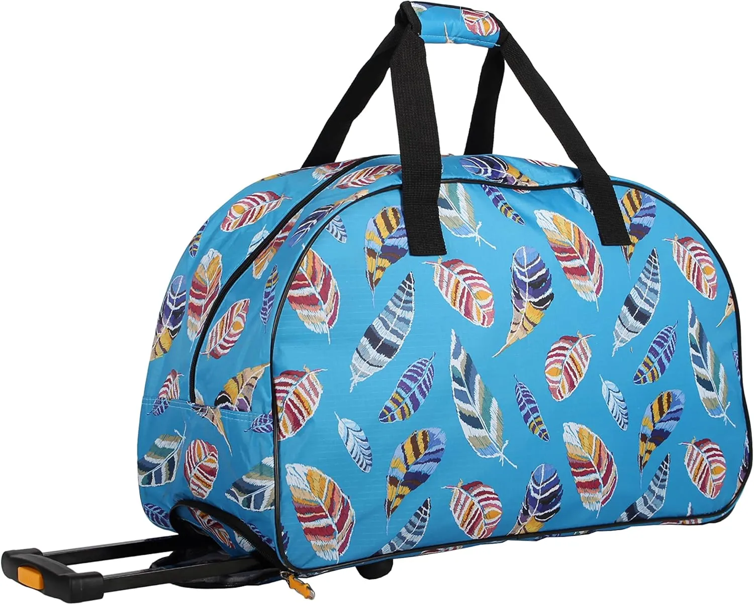 LUCAS Designer Carry On Luggage Collection - Lightweight Pattern 22 Inch Duffel Bag- Weekender Overnight Business Travel Suitcase with 2- Rolling Spinner Wheels (IN FLIGHT TURQUOISE, 22in)
