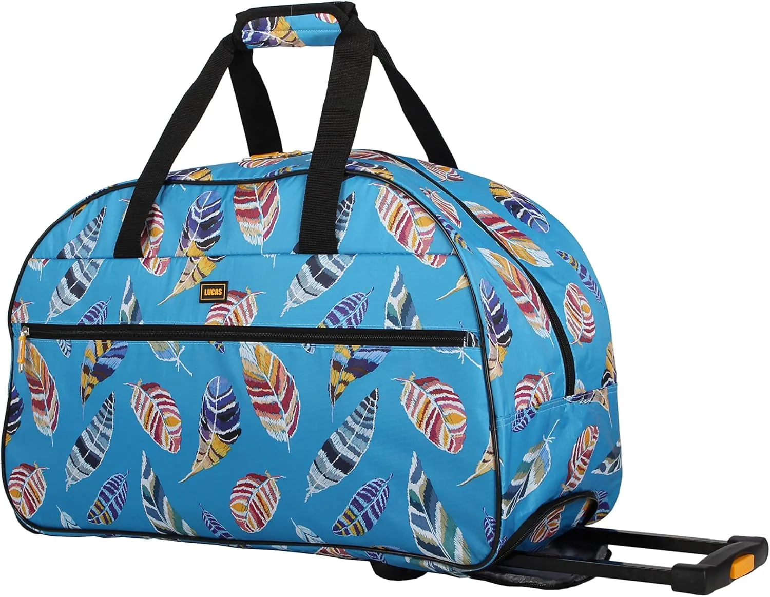 LUCAS Designer Carry On Luggage Collection - Lightweight Pattern 22 Inch Duffel Bag- Weekender Overnight Business Travel Suitcase with 2- Rolling Spinner Wheels (IN FLIGHT TURQUOISE, 22in)