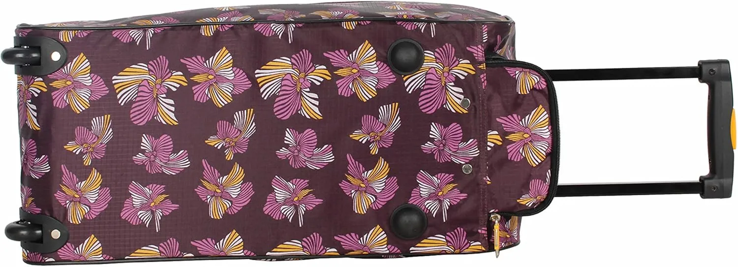 Lucas Designer Carry On Luggage Collection - Lightweight Pattern 22 Inch Duffel Bag- Weekender Overnight Business Travel Suitcase with 2- Rolling Wheels (Poly Purple)