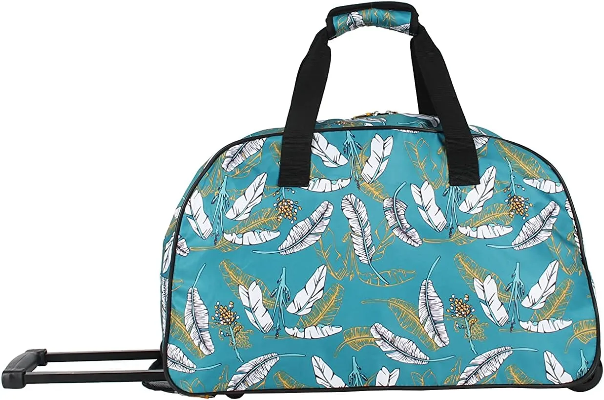 Lucas Designer Carry On Luggage Collection - Lightweight Pattern 22 Inch Duffel Bag- Weekender Overnight Business Travel Suitcase with 2- Rolling Wheels (SEA FORM) (SPIRIT)