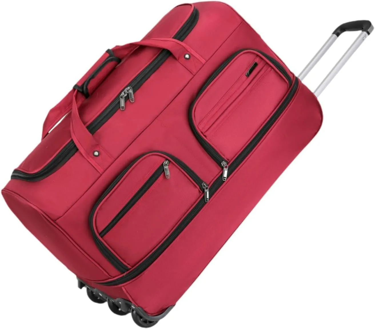 Luggage Bag with Wheels, Wheeled Rolling Duffel Bag, Convenient Travel Suitcase with Handle for Outdoor Fitness, Red