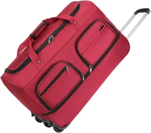 Luggage Bag with Wheels, Wheeled Rolling Duffel Bag, Convenient Travel Suitcase with Handle for Outdoor Fitness, Red
